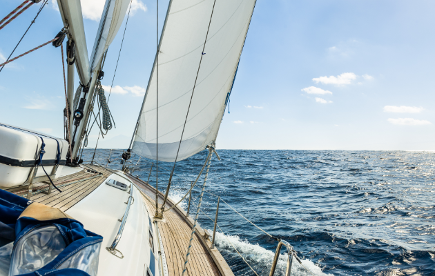 Sail boat in the open ocean